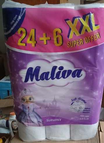 Тоалетна хартия Малива, трипластова, ароматизирана, 30 ролки