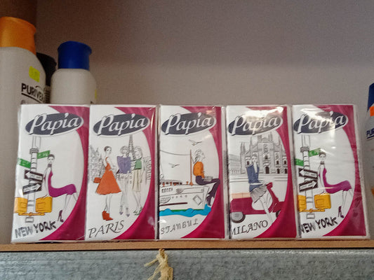 Носни кърпи PAPIA, 100% целуоза,10бр, пакетчета, турски